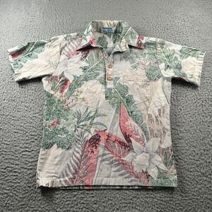 Vtg Ocean Pacific Hawaiian Shirt Mens M Short Sleeve Floral Aloha Resort Beige